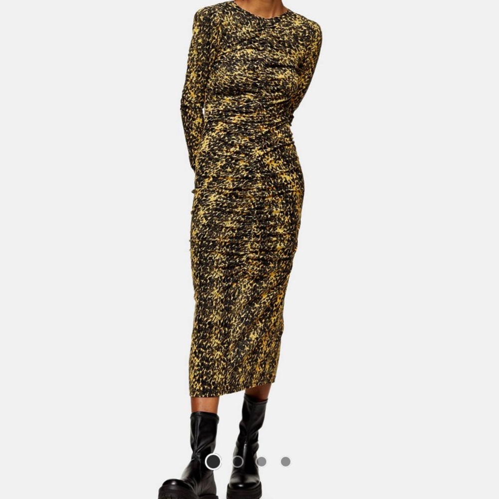 Top shop animal print midi dress yellow